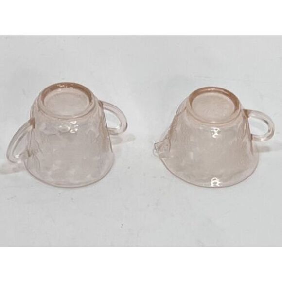 Vtg Pink Depression Glass MacBeth Evans Dogwood ApplePattern Creamer & Sugar - Picture 3 of 6